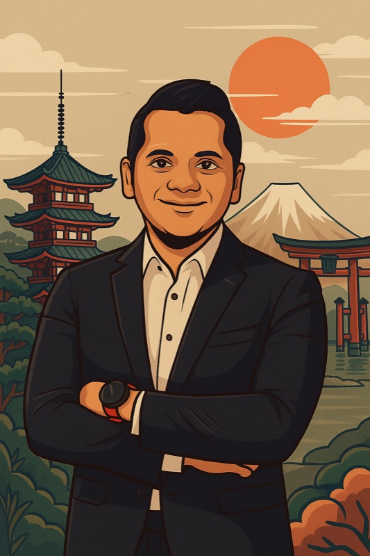 Illustrated portrait of Harish Kumar